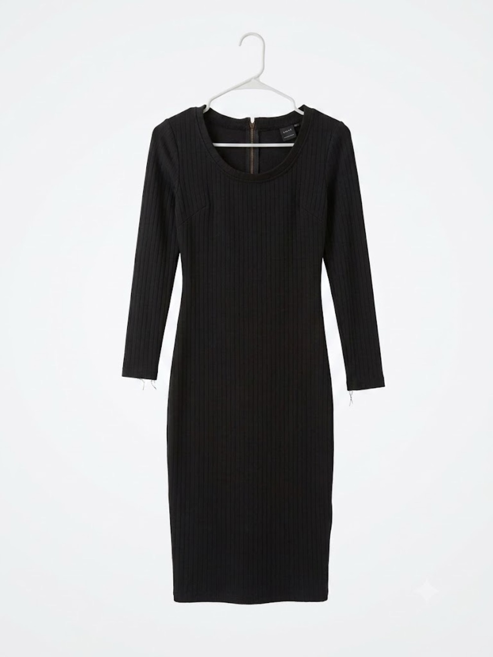 Privy - Black Ribbed Long Sleeve Sheath Dress